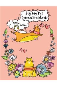 My Big Fat Journal Notebook For Cat Lovers Funny Flying Cartoon Cat 9