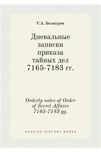 Orderly notes of Order of Secret Affairs 7165-7183 gg.