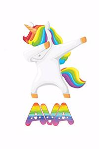 Ava: Ava Journal Notebook Dabbing Unicorn Rainbow