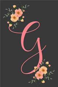 G Initial Monogram Dot Grid Notebook Journal: Elegant Floral Monogram Gifts For Women And Girls, 120 Pages 6x9