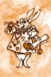 Alice in Wonderland Watercolour Journal - White Rabbit With Trumpet (Orange)