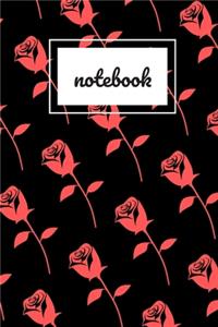 Red rose print notebook: novelty notebook 6"x9"