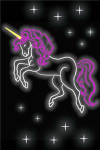 Neon Retro Unicorn Stars Composition Book, Inspirational Journal
