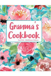 Granma's Cookbook Teal Pink Wildflower Edition