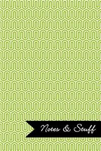 Notes & Stuff Lined Notebook With Lime Green Key Maze Pattern Cover