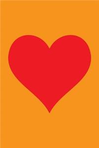 100 Page Blank Notebook - Red Heart on Orange