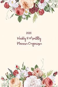 2020 Weekly & Monthly Planner Organizer: Portable Format Weekly & Monthly 12 Month Planner: Pink & Purple Watercolor Flowers