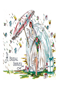 Bride with Umbrella - Bridal Shower Greeting Card