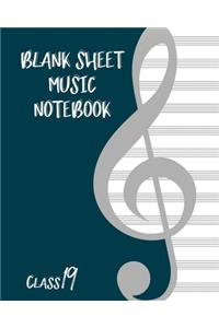 Blank Sheet Music Composition Manuscript Staff Paper Art Music CLASS 19 Notebook Birthday Gift