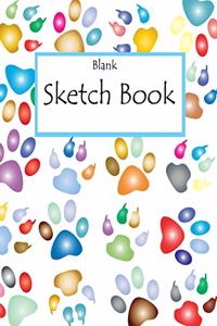 Blank Sketch Book: An 8.5X11 Sketch Book covered in colorful paw prints at 120 pages to sketch and draw your ideas down. Each page has a small puppy waiting to watch y