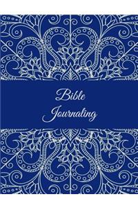 Bible Journaling: Blue Art Floral, Bible Study Journal, Prayer Log, a Christian Notebook Large Print Bible 8.5 X 11 Gratitude & Scripture Journaling Bible Art Journaling Ideas Notes (Wonderful Gifts for Praise and Worship)