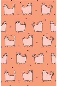 Journal Notebook For Cat Lovers - Funny Cat Pattern In Orange
