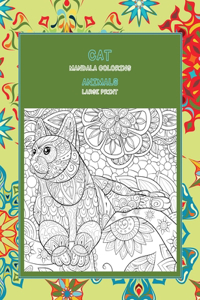 Mandala Coloring Large Print - Animals - Cat