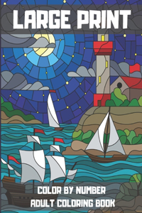 Large Print Color By Number Adult Coloring Book