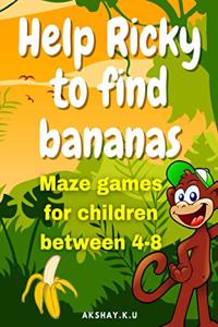 Help Ricky to find bananas: Maze games for children between 4-8