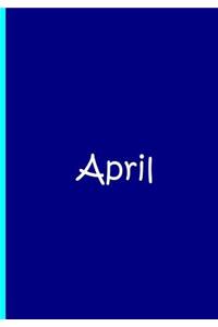 April - Blue Personalized Notebook / Journal / Blank Lined Pages / Soft Matte