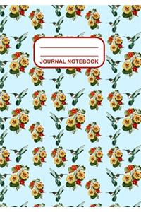 Journal Notebook: Journal, Notebook, Or Diary - Humming Bird Flowers Pattern Cover Design - 120 Blank Lined Pages - 7" X 10" - Matte Finished Soft Cover