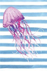 Purple Jellyfish Blue Watercolor Stripe Journal