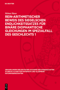 Rein-Arithmetischer Beweis Des Siegelschen Endlichkeitssatzes Für Binäre Diophantische Gleichungen Im Spezialfall Des Geschlechts 1