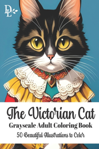 Victorian Cat - Grayscale Adult Coloring Book