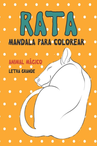 Mandala para colorear - Letra grande - Animal mágico - Rata