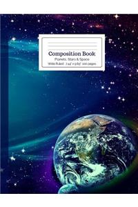 Composition Book Planets, Stars and Space Wide Ruled