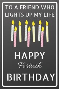 To a friend who lights up my life Happy Fortieth Birthday
