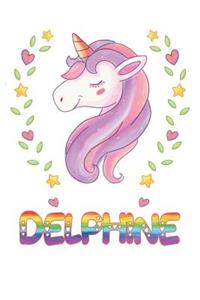 Delphine: Delphine Notebook Journal 6x9 Personalized Gift For Delphine Unicorn Rainbow Colors Lined Paper