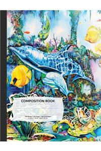 Sea Turtle and Dolphins Composition Notebook, Dotted Grid Journal Paper: Dot Notebook for Bullet Journaling