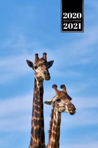 Giraffe Safari Week Planner Weekly Organizer Calendar 2020 / 2021 - Two Heads