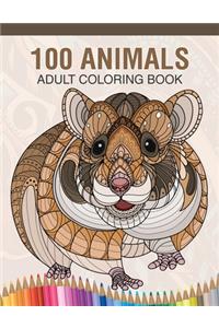 100 Animals Adult Coloring Book