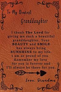 To My Dearest Granddaughter Love, Grandma