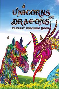 Unicorns and dragons - Fantasy coloring book