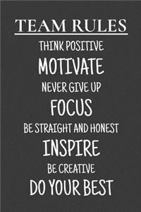 Team Rules Think positive Motivate Never give up Focus Be straight and honest Inspire Be creative Do your best