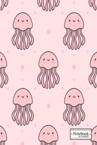 Notebook: Jellyfish on pink cover and Lined pages, Extra large (8.5 x 11) inches, 110 pages, White paper