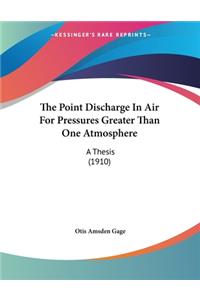 The Point Discharge In Air For Pressures Greater Than One Atmosphere