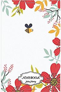 Notebook Journal Dot-grid, Bees and Flowers Notebook