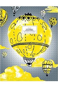 Dot Grid Journal - Yellow Watercolor Hot Air Balloons (Large Journals To Write In)