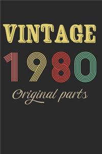 Vintage 1980 Original Parts: Retro Birthday Gift Notebook Blank Lined Journal