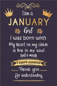 i'am a january girl birthday giftgirl Gold Notebook funny Birthday Gift