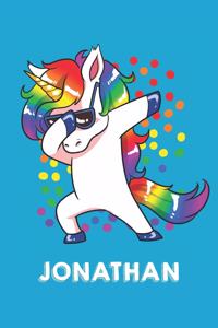 Jonathan: Personalisiertes Design Notizbuch Einhorn 120 linierte Seiten - Perfekte Geschenkidee für die Schuhe oder Weihnachten mit Vornamen DIN A5 (himmelbla