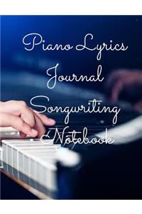 Piano Lyrics Journal Songwriting Notebook