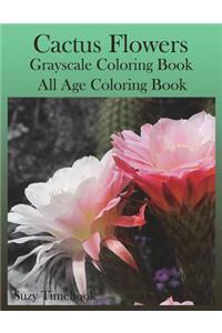 Cactus Flowers Grayscale Coloring Book