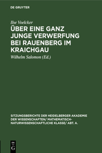 Über Eine Ganz Junge Verwerfung Bei Rauenberg Im Kraichgau