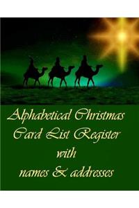 Alphabetical Christmas Card List Register with names & addresses