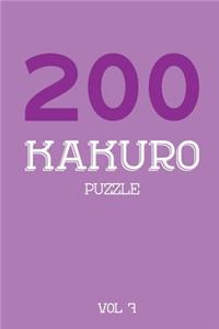 200 Kakuro Puzzle Vol 7: Cross Sums Puzzle Book, hard,10x10, 2 puzzles per page
