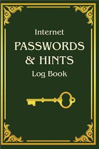 Internet Password & Hints Log Book