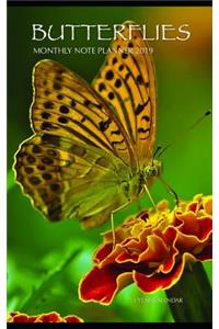 Butterflies Monthly Note Planner 2019 1 Year Calendar