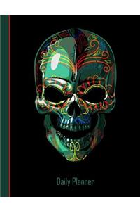 Daily Planner: 2019 - 2020 Green Sugar Skull Day of the Dead Yearly Planner I January 19 - December 19 Dia de Muertos Plan Days, Set Goals & Get Stuff Done