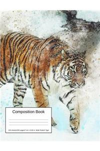 Composition Book 100 Sheets/200 Pages/7.44 X 9.69 In. Wide Ruled/ Tiger